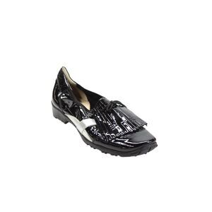 Sesto Golf Womens Patent Leather Fringe Golf Shoes Black Silver Size 9.5 Narrow